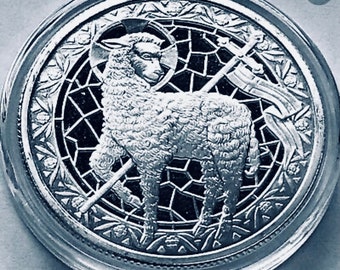 Lamb of God, Christian Coin, .999 Pure Silver Coin, 1 Troy Ounce, John 1:29-Behold the Lamb of God, Bible Verse.