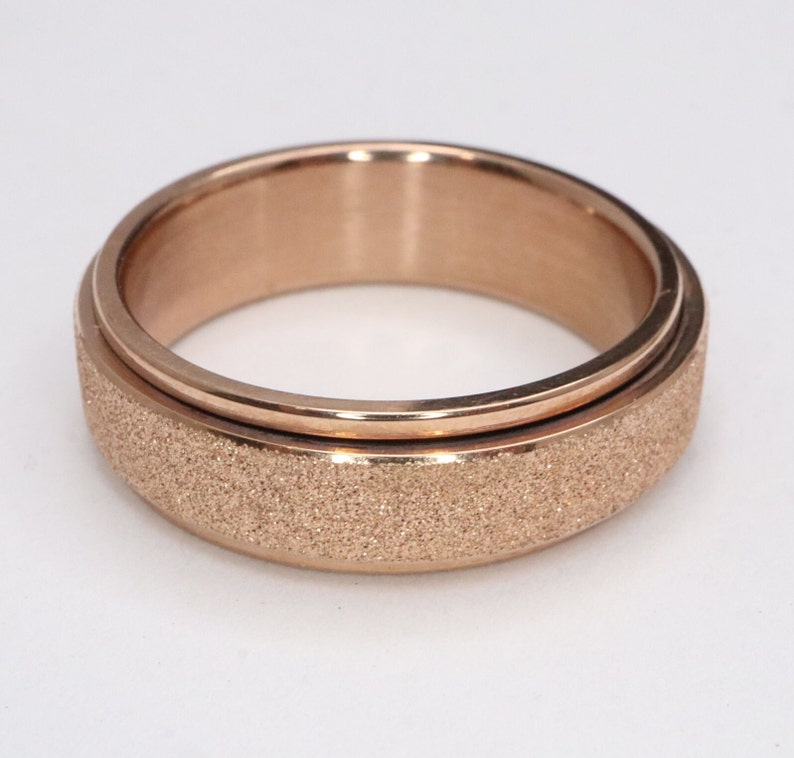 6mm Sandblasted Rose Gold Spinner Men or Women Fashion Band minimalist, engagement, anniversary, promise ring, wedding ring US Sizes 6-15 image 4