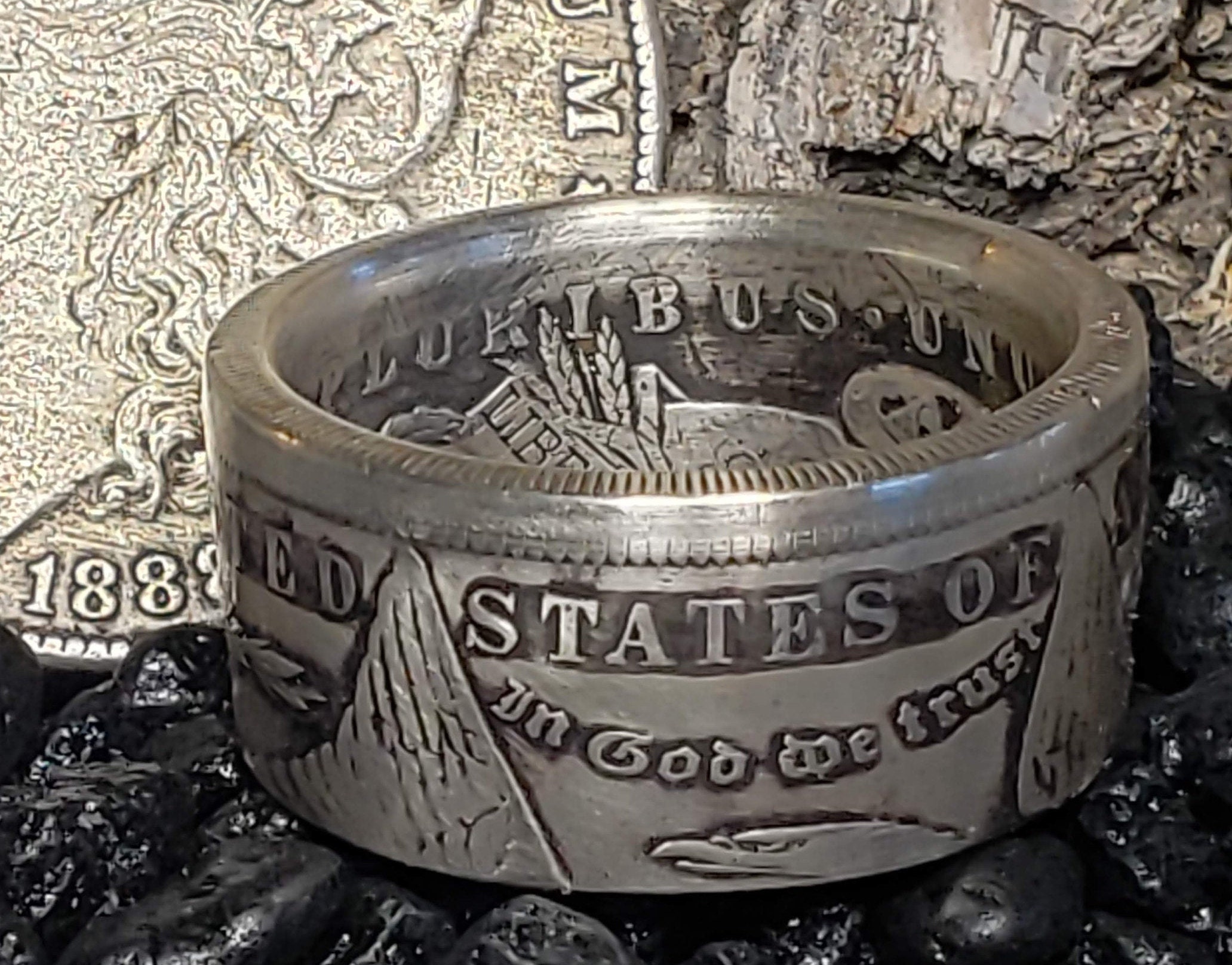 1878 1921 Morgan Silver Dollar US Coin Ring wedding Band Mans Big