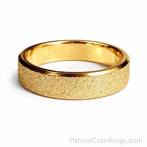 2mm, 4mm or 6mm Sand Blasted 24K Gold Titanium Ring US Ring Size 3-19  (wedding, anniversary, promise, engagement bands)