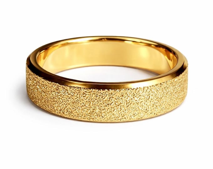 2mm, 4mm or 6mm Sand Blasted 24K Gold Titanium Ring US Ring Size 3-19  (wedding, anniversary, promise, engagement bands)
