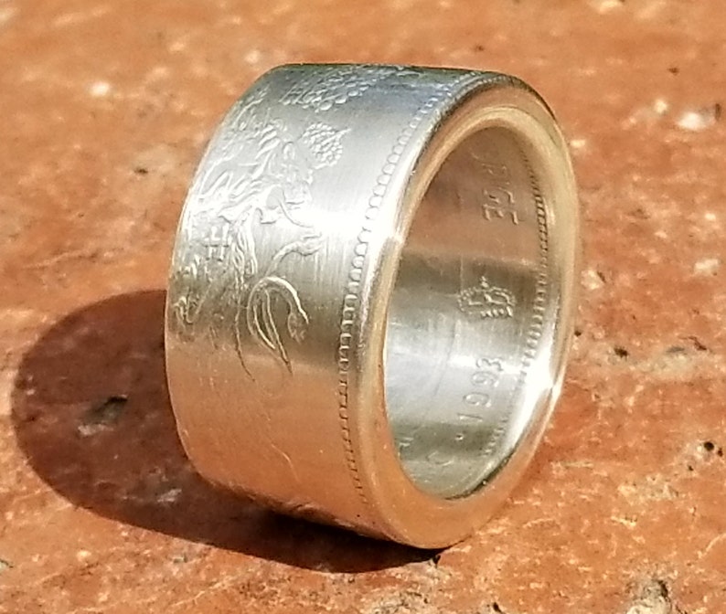 1993 Sweden 200 Kronor Queen Silvia 925 Sterling Silver Coin Ring engagement, wedding, anniversary, birthday, sweedish coin rings image 8