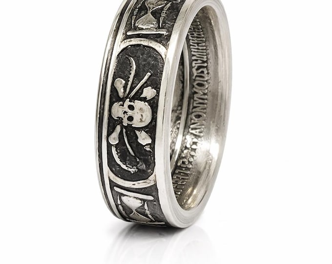 THIN 9mm .9999 Pure Silver Memento Mori (Day of the Dead) Celebration Coin Ring.  Day of Remembrance for loved ones and to Cherish Life!