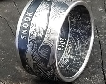 2016 Guy Harvey "Line Dance" Snook Fishing Coin Ring - 1 Troy Ounce .999 Pure Fine Silver - Any Fisherman would go nutz for this!  Size 3-18