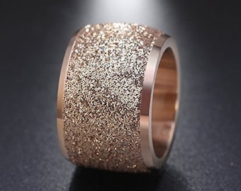 16mm Men or Women Sandblasted Rose Gold Finish Wedding Band Engagement Domed Ring (fashion, anniversary, promise, wedding ring) Size 6-12