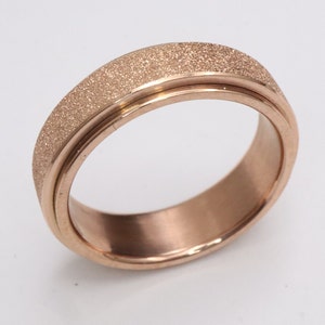 6mm Sandblasted Rose Gold Spinner Men or Women Fashion Band minimalist, engagement, anniversary, promise ring, wedding ring US Sizes 6-15 image 5
