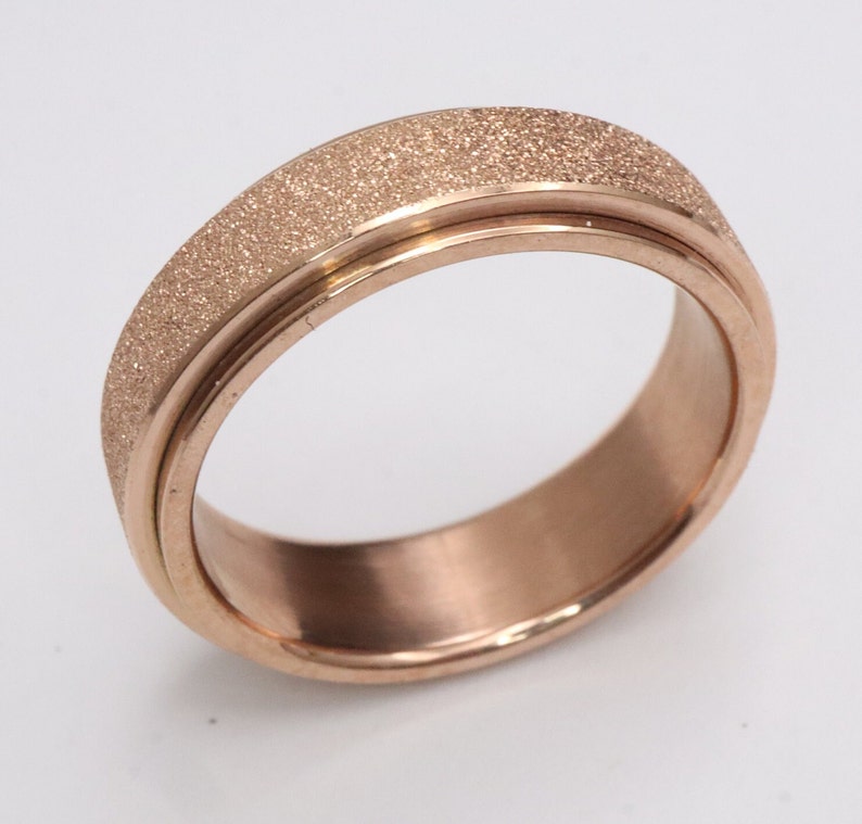 6mm Sandblasted Rose Gold Spinner Men or Women Fashion Band minimalist, engagement, anniversary, promise ring, wedding ring US Sizes 6-15 image 5