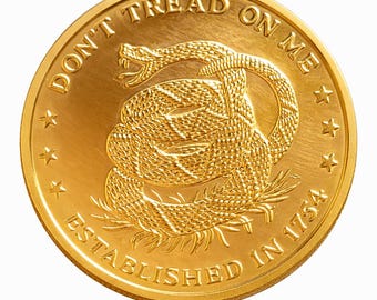 RARE "1776-1976 Don't Tread on Me - Vigilance" Challenge Coin Round (Plating Options in Gold, Platinum, Silver, Rose Gold and more)