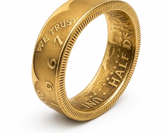 1964-2018 JFK Silver US Half Dollar Coin Ring (Choose your birthday, anniversary, graduation or other year of importance)