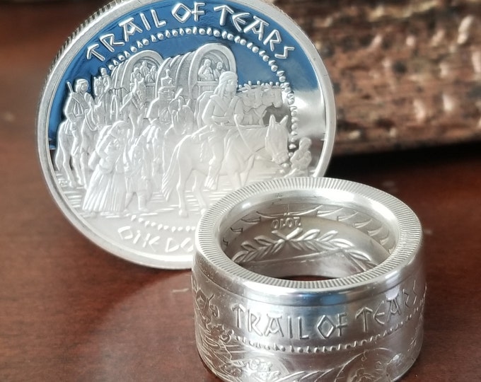 Very RARE 2010 SHAWNEE TRIBE "Trail Of Tears" 1oz Silver Proof Coin converted into a beautiful Ring!