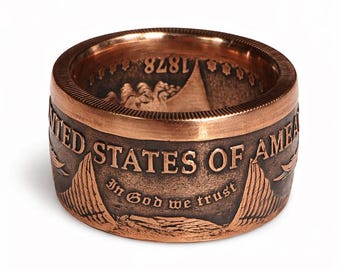 US Morgan Dollar Coin Ring (made from copper round) US Ring Sizes 5-23 (Hand Crafted, Finish Options, Gold Plating, Silver Plating and more)
