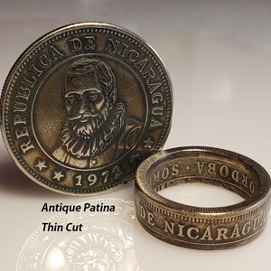 1972 Nicaragua 1 córdoba - 24K Gold Plated!  Un Cordoba (Beautiful Ring Hand Crafted from a coin)  | Wedding Band, Engagement Ring or a Gift