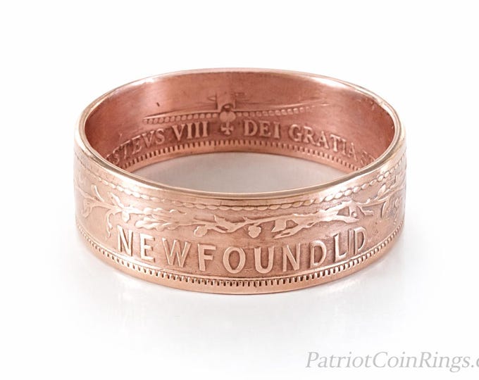 FLASH SALE!  Rare *1872 New Foundland BIG Copper Victoria* Coin Ring  (casual ring, wedding band, engagement ring, promise ring, antique)