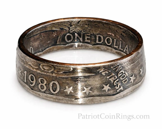 Susan B Anthony Dollar COIN RING | Random Year 1979, 1980, 1981 or 1999 (promise ring, girls ring, ladies ring, antiqued thin coin rings)