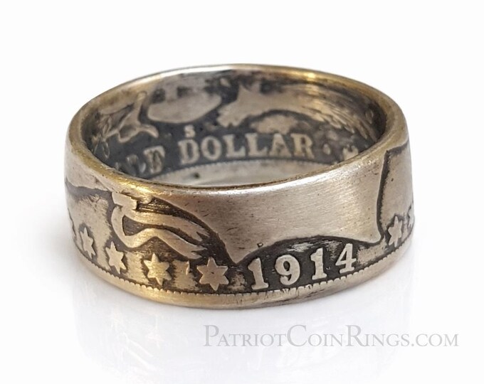 Random Year 1892-1915 Barber Silver Half Dollar US Coin Ring  (your purchase helps support the Wounded Warrior Project for disabled vets)