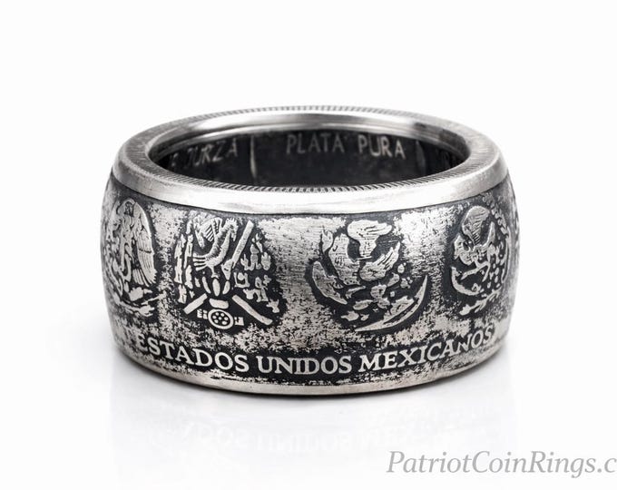 2000-2018 .999 Pure SILVER MEXICAN LIBERTAD -  hand-crafted into a beautiful Coin Ring w/ Dome Shape Walls | wedding band | engagement rings