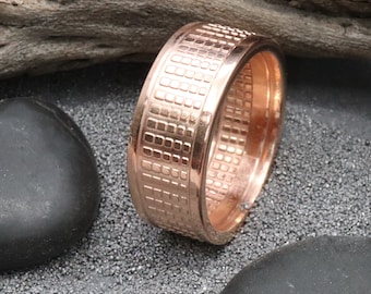 Geometric Radial Coin Ring 14K Rose Gold Plated and Hand forged from a Solid Silver Radial Bullion Round Coin (US Sizes 5-23)