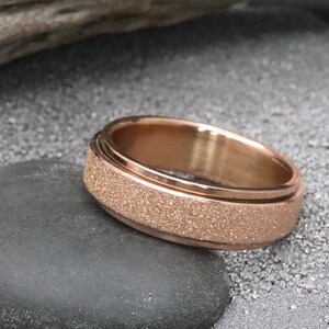 6mm Sandblasted Rose Gold Spinner Men or Women Fashion Band minimalist, engagement, anniversary, promise ring, wedding ring US Sizes 6-15 image 2