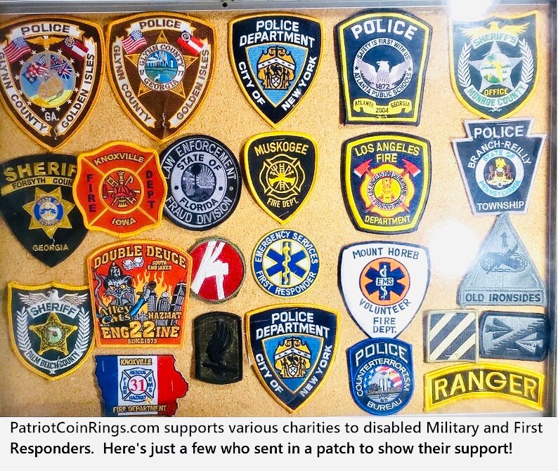a group of police badges mounted on a wall