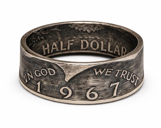 24K Gold Plated 1964-2018 JFK Silver US Half Dollar Coin Ring (Choose your birthday, anniversary, graduation or other year date)