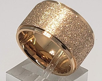 12mm Womens Titanium Sand Blasted Rose Gold Finish Band US Size 3-15 (Engagement band, Anniversary, Wedding ring) New 2021 style