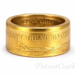 EXTREMELY RARE 1754 "Don't Tread on Me - Give me Liberty or Give me Death" Coin Ring (Available in many precious metal finishes) Size 8-20