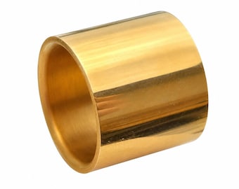 18K Gold Finish | 18mm Wide Stainless Steel Statement Ring | High Polish Flat Pipe Band | Unisex Wedding Band | Mirror Finish | Sizes 7-14