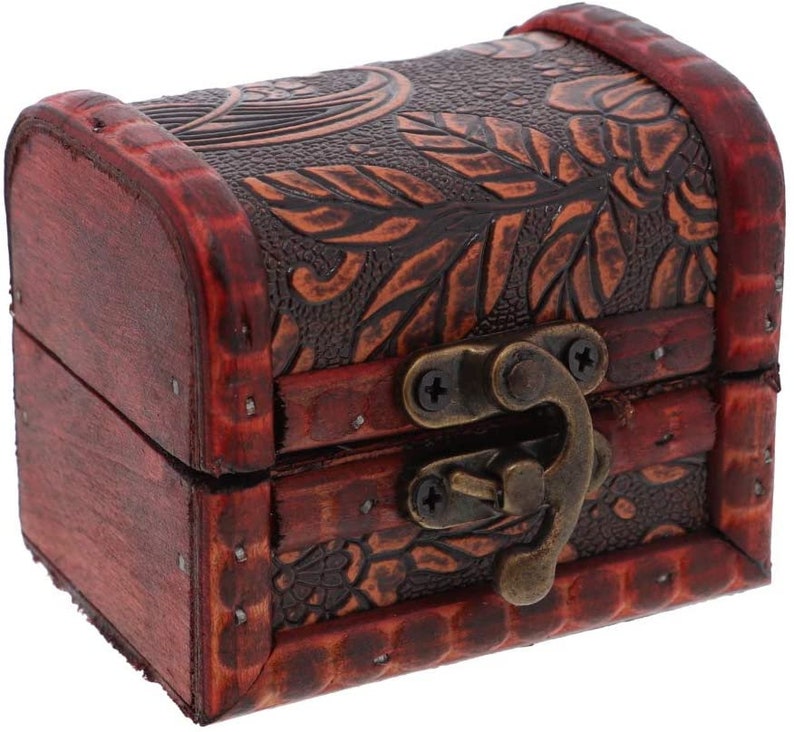 Small Wooden Treasure Chest w/ Ornate and Antique Style Finish Etsy