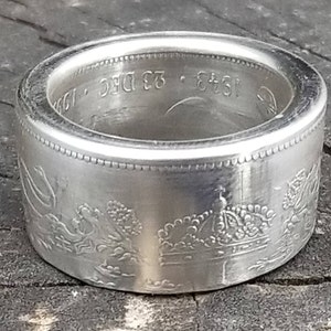 1993 Sweden 200 Kronor Queen Silvia 925 Sterling Silver Coin Ring engagement, wedding, anniversary, birthday, sweedish coin rings image 1