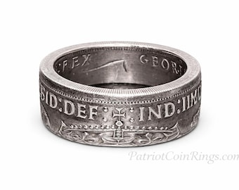 RANDOM 1937–1951 Silver Thistles, Tudor Rose and Shamrock's British / United Kingdom UK 2 Shillings Coin Ring (Two Shillings) King George VI