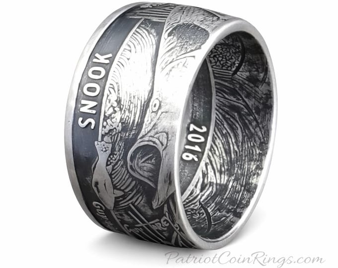 2016 Guy Harvey "Line Dance" Snook Fishing Coin Ring - 1 Troy Ounce .999 Pure Fine Silver - Any Fisherman would go nutz for this!  Size 3-18