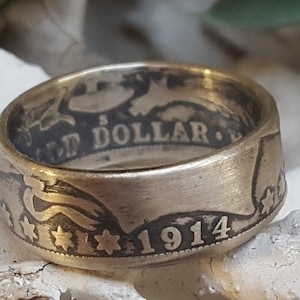 Random Year 1892-1915 Barber Silver Half Dollar US Coin Ring  (your purchase helps support the Wounded Warrior Project for disabled vets)
