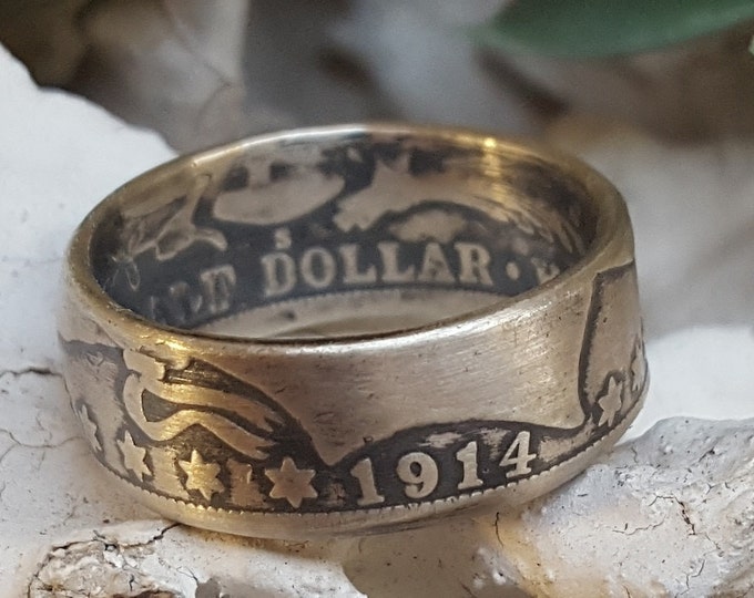 Random Year 1892-1915 Barber Silver Half Dollar US Coin Ring  (your purchase helps support the Wounded Warrior Project for disabled vets)