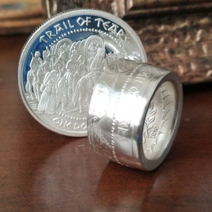 Very RARE 2010 SHAWNEE TRIBE Trail Of Tears 1oz Silver Proof Coin converted into a beautiful Ring image 4