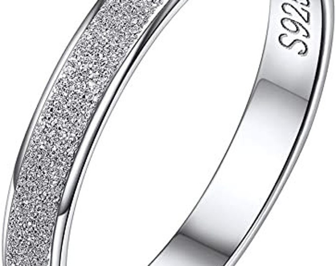 3mm 925 Solid Sterling Silver Eternity Ring, Sandblasted Finish, Comfort Fit, Wedding, Engagement Band, Mens, Womens, Ring Sizes 4-13.