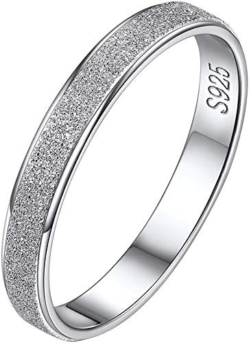 3mm 925 Solid Sterling Silver Eternity Ring, Sandblasted Finish