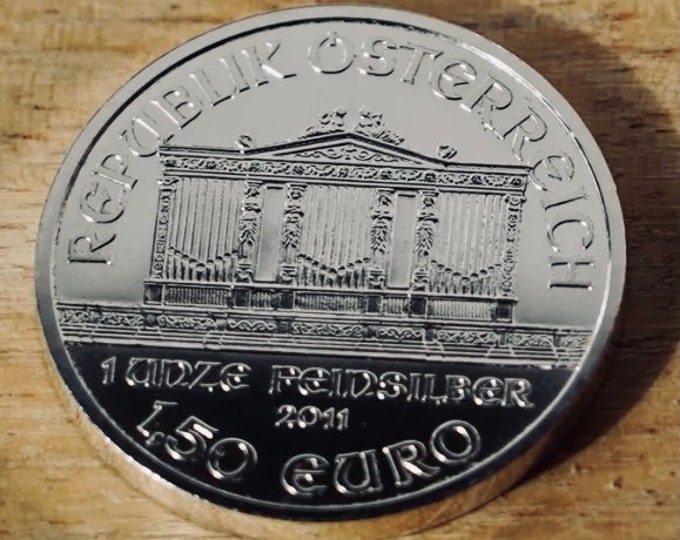 Vienna Philharmonic silver round, 1 Troy Ounce, German state REPUBLIK ÖSTERREICH (Austria) Coin, Metal Plating Options Available.