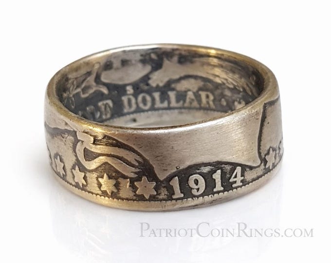Random Year 1892-1915 Barber Silver Half Dollar US Coin Ring  (your purchase helps support the Wounded Warrior Project for disabled vets)
