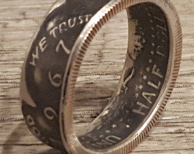 1964-70 JFK Silver Half Dollar Coin Ring w/ choice of finish | Double Sided | Straight Wall | Comfort Fit Sides