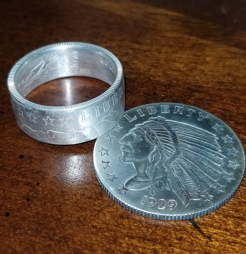1929 Silver Incuse Indian Head Coin Rings Wedding Rings Etsy