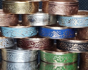 BEAUTIFUL 1916~1938 Floral Coin Rings Size 3-16 - Japan paulownia 1 sen (bronze) (Hand-forged from a real coin - you choose the color)