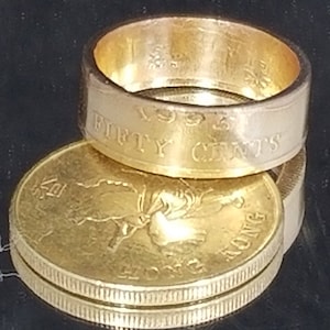 1994-95 Hong Kong Half Dollar Coin Ring |  50 Cent | 7.5mm-8mm Width Band