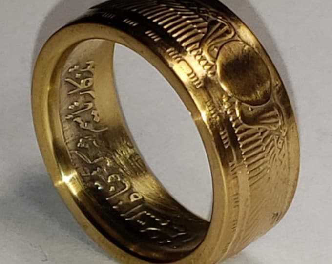 RARE 1955-56 Egyptian 25 Qirsh Commemorative Piastres Coin Ring - Extremely Scarce .720 Silver 10mm wide Anniversary, Birthday, Heritage