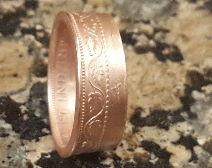 1911 Canadian "BIG" Copper Penny Coin Ring w/ Mirror Polished Finish | Double Sided | Straight Wall | Free Shipping | US Sizes 3-16