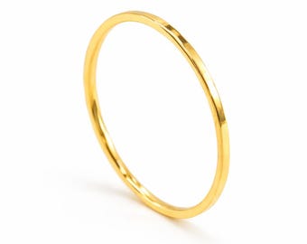 Thin Stackable Midi Ring | 1mm Minimalist Knuckle Rings | Yellow Gold Stack Rings | Tiny Stacking Rings | Toe Ring | Thumb Ring (Sizes 3-14)