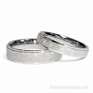 2mm, 4mm or 6mm Men or Women Sand Blasted White Gold Titanium Ring US Ring Size 3-19  (wedding, anniversary, promise, engagement bands)