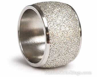 16mm Men or Women Sandblasted White Gold Finish Wedding Band Engagement Domed Ring (fashion, anniversary, promise, wedding ring) Size 6-12