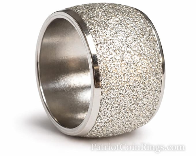 16mm Men or Women Sandblasted White Gold Finish Wedding Band Engagement Domed Ring (fashion, anniversary, promise, wedding ring) Size 6-12