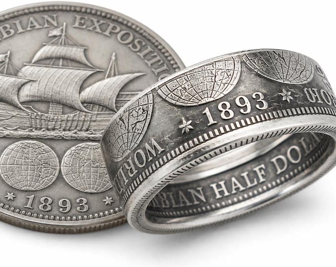 1892-1893 Columbian Exposition Half Dollar Coin Ring | World's Fair Chicago | Handcrafted Historical Jewelry |  A Wearable Historic Piece