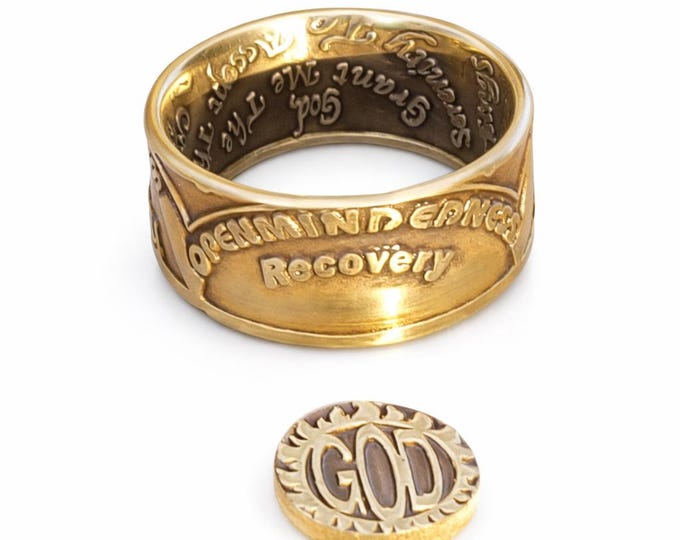 AA Coin Ring, Sobriety Reminder, AA anniversary, Alcoholics Anonymous, AA Coin, Coin Rings, Recovery Jewelry, Recovery Gift
